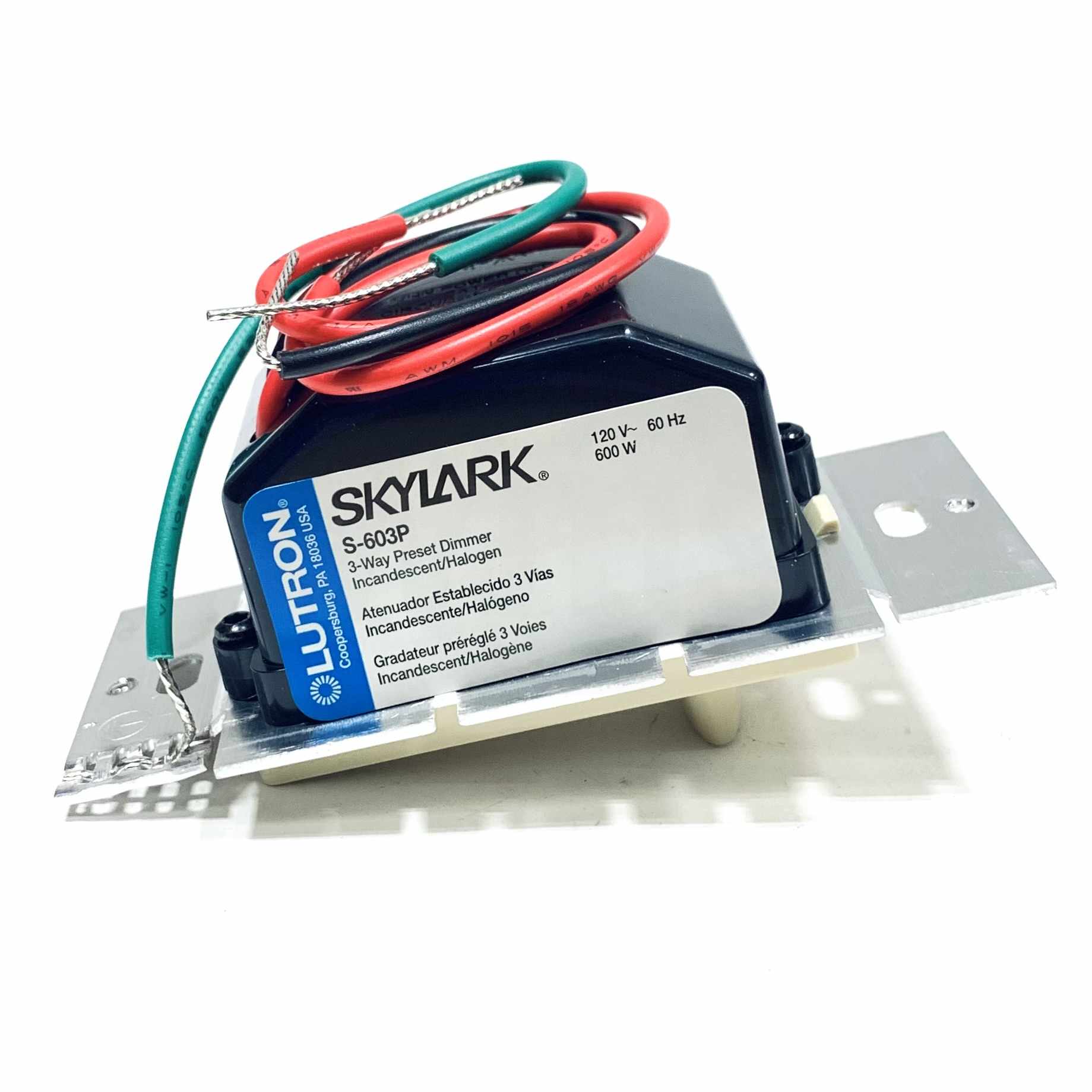 S-603P-IV Lutron Skylark 600W 3-Way Preset Dimmer, (Ivory) - 0