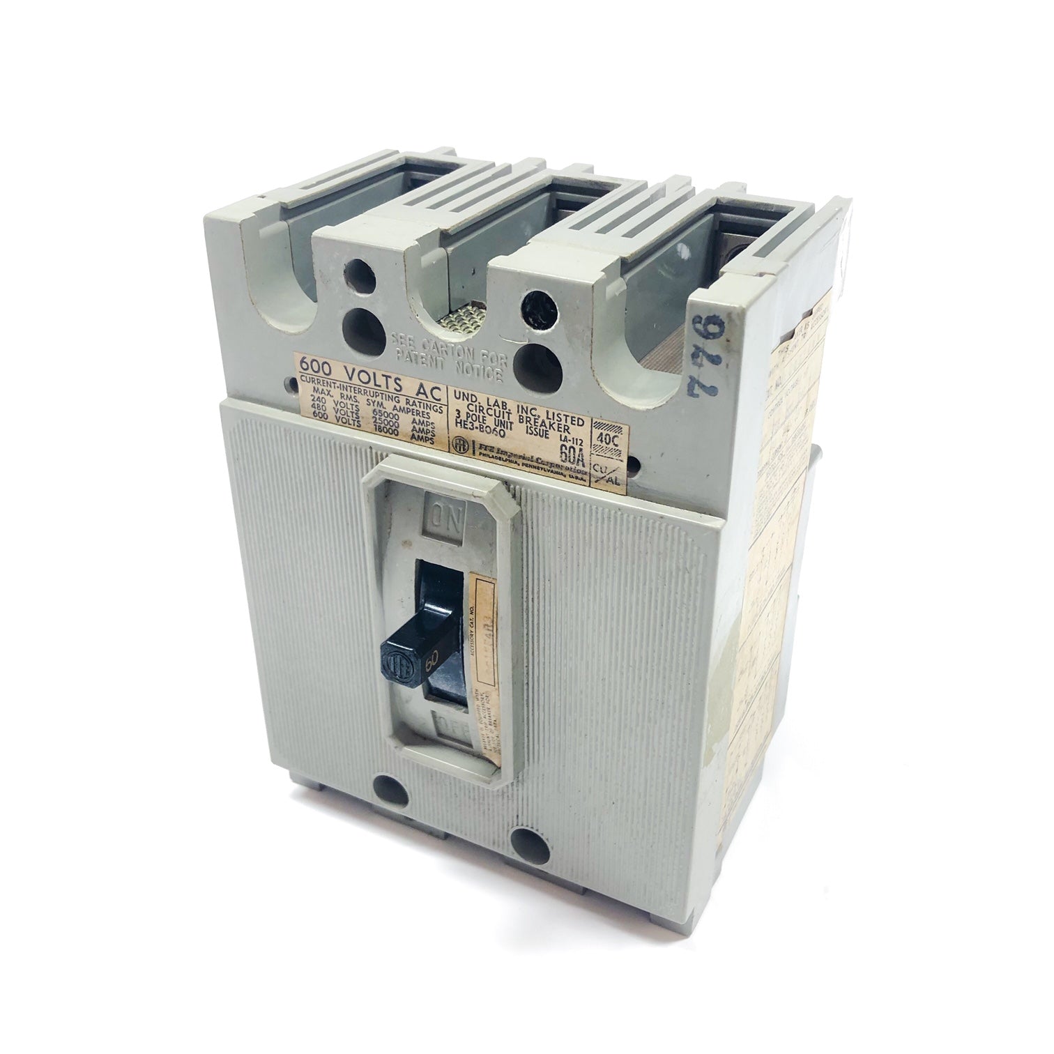 S01EE4R3 ITE/Siemens Circuit Breaker, 600 VAC, 60 Hz, 60 A, 3-Pole