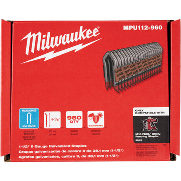 MPU112-960 Milwaukee 1.5 Inch 9 Gauge Galvanized Staples