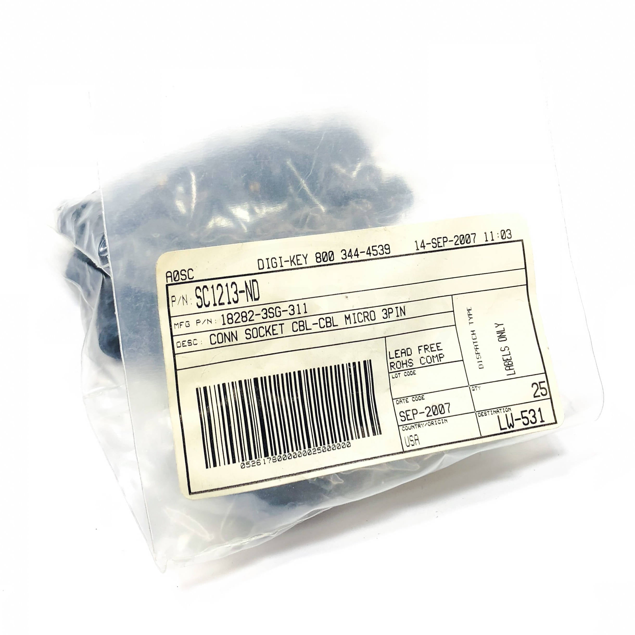 SC1213-ND Conxall Female Receptacle, 3-Pin