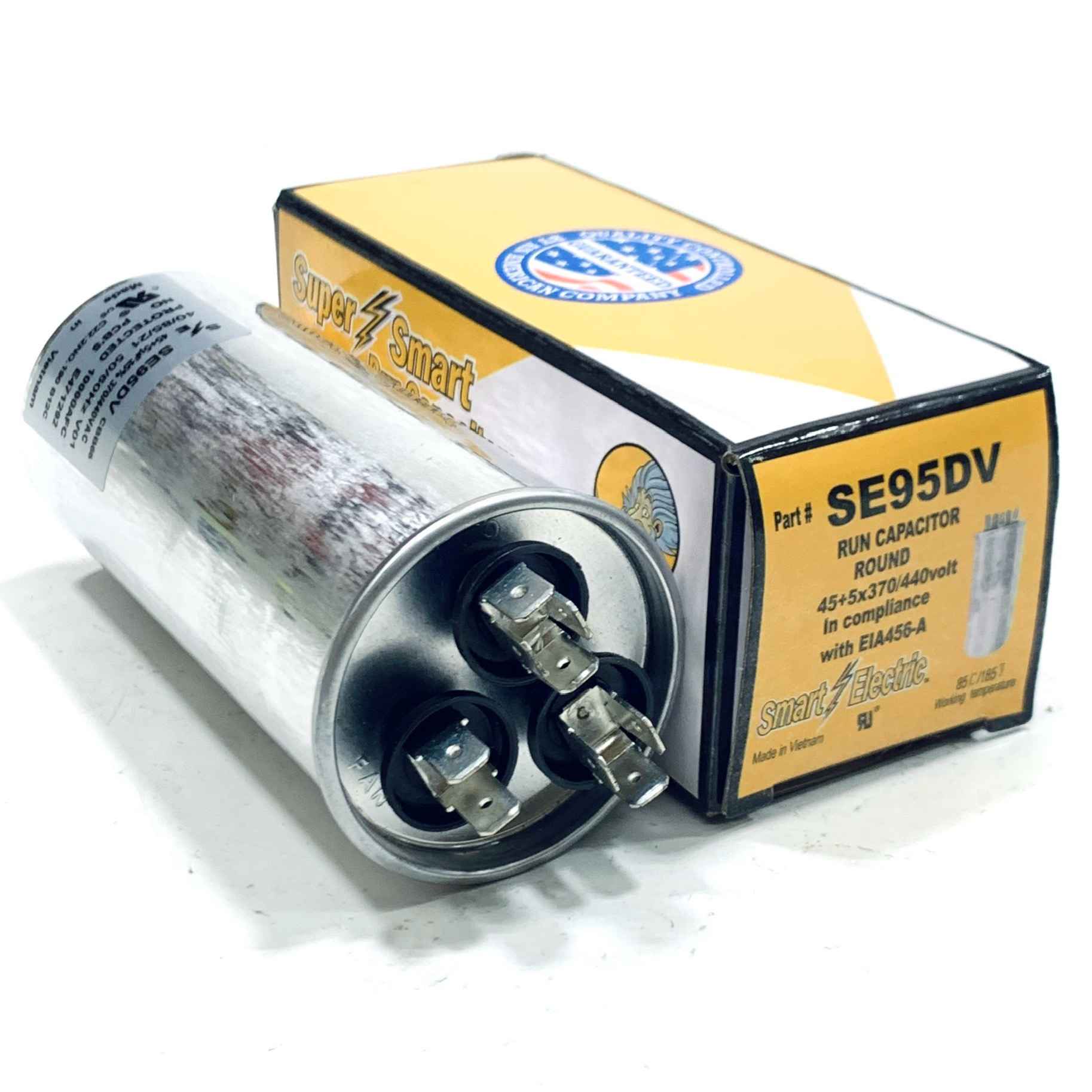 SE95DV Smart Electric Run Capacitor, Round, 45+5x370/440 Volt