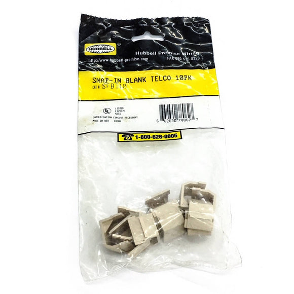 Hubbell SFBI10 Snap-In Blank Telco Cover, 10 Pack