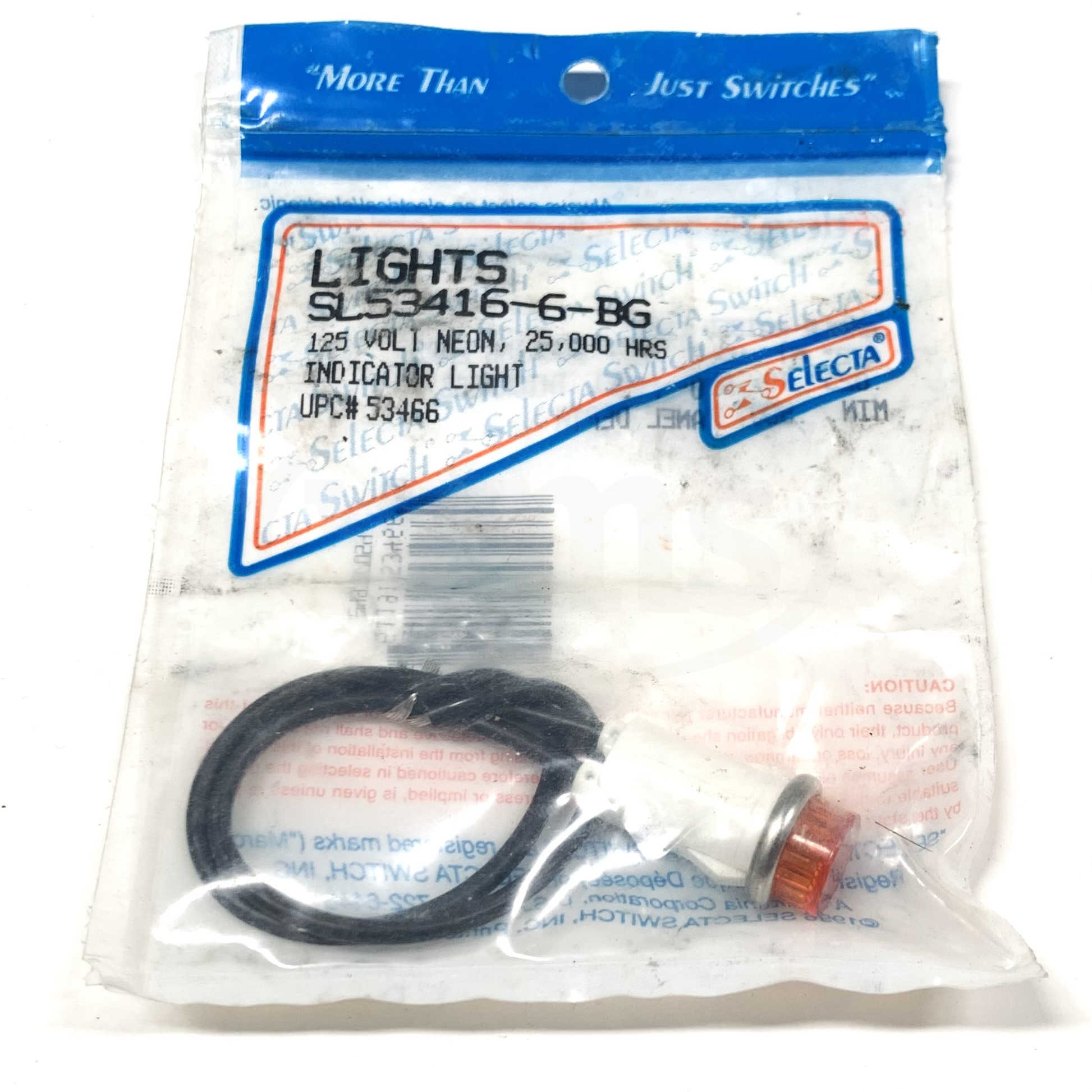SL53416-6-BG Selecta Amber Indicator Light, 125V, 25,000 Hrs - 0