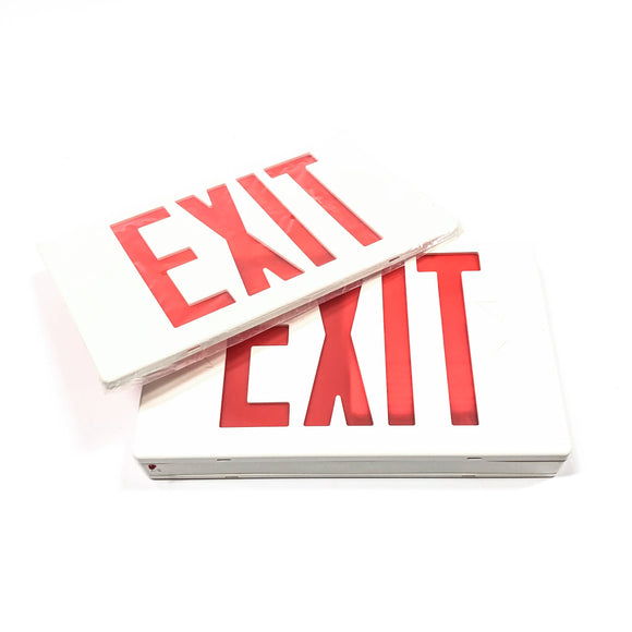 SLEDARW Simkar LED Red Exit Sign, Double Faced, White, AC Powered, 120/277V 60Hz