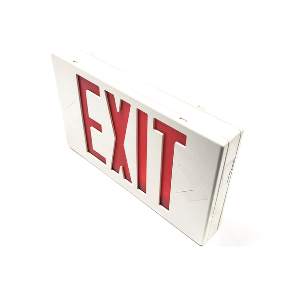 SLEDARW Simkar LED Red Exit Sign, Double Faced, White, AC Powered, 120/277V 60Hz