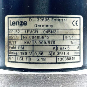 SPL52-1PVCR-045N21 Lenze Motor 6Amp 180V, 11Kw 3000 R/MIN IP54 - 0