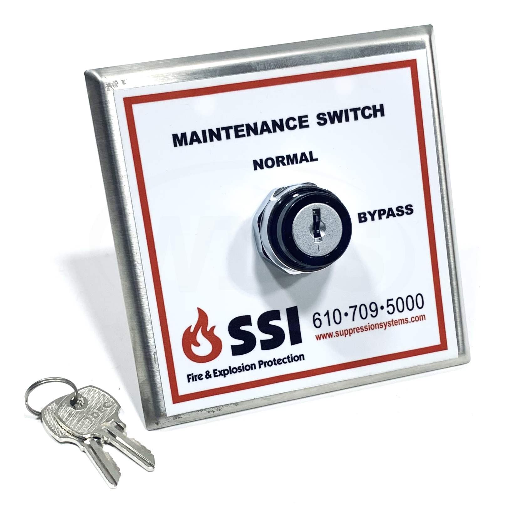 SSI-BP-EP SSI Maintenance Switch Cooper 304SS Plate , ASW2K10-KEY#1 Keyswitch