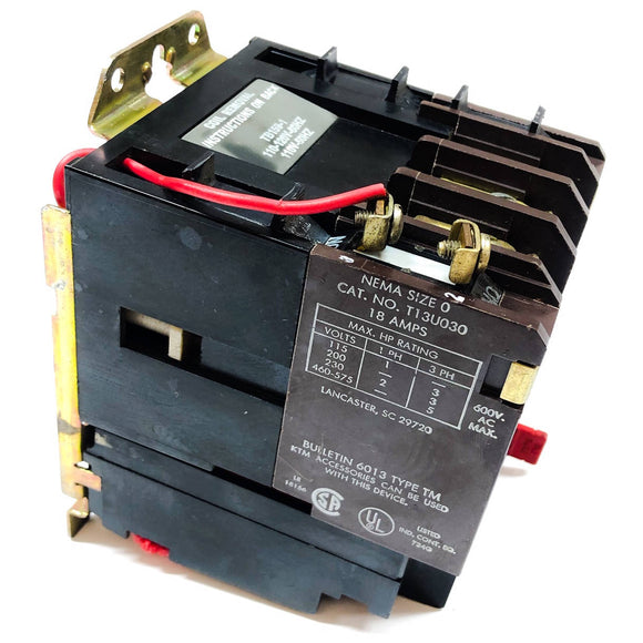 T13U030 Joslyn Clark Motor Starters, Nema: Size 0, 18 Amps, 600 VAC, 110V Coil