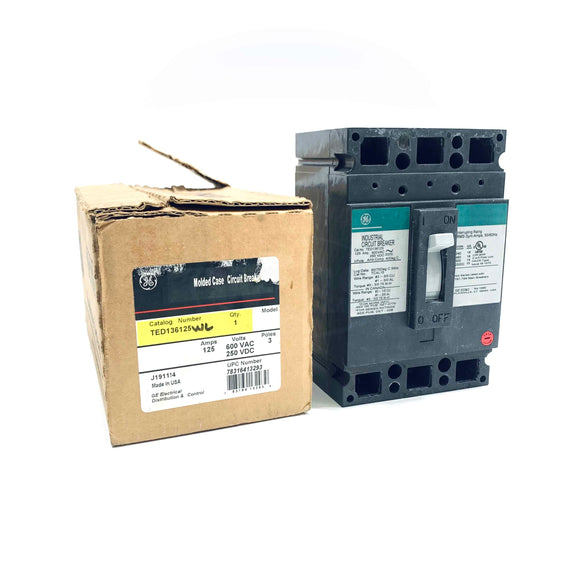 TED136125 GE Industrial Circuit Breaker, 125Amp, 600VAC, 3-Pole