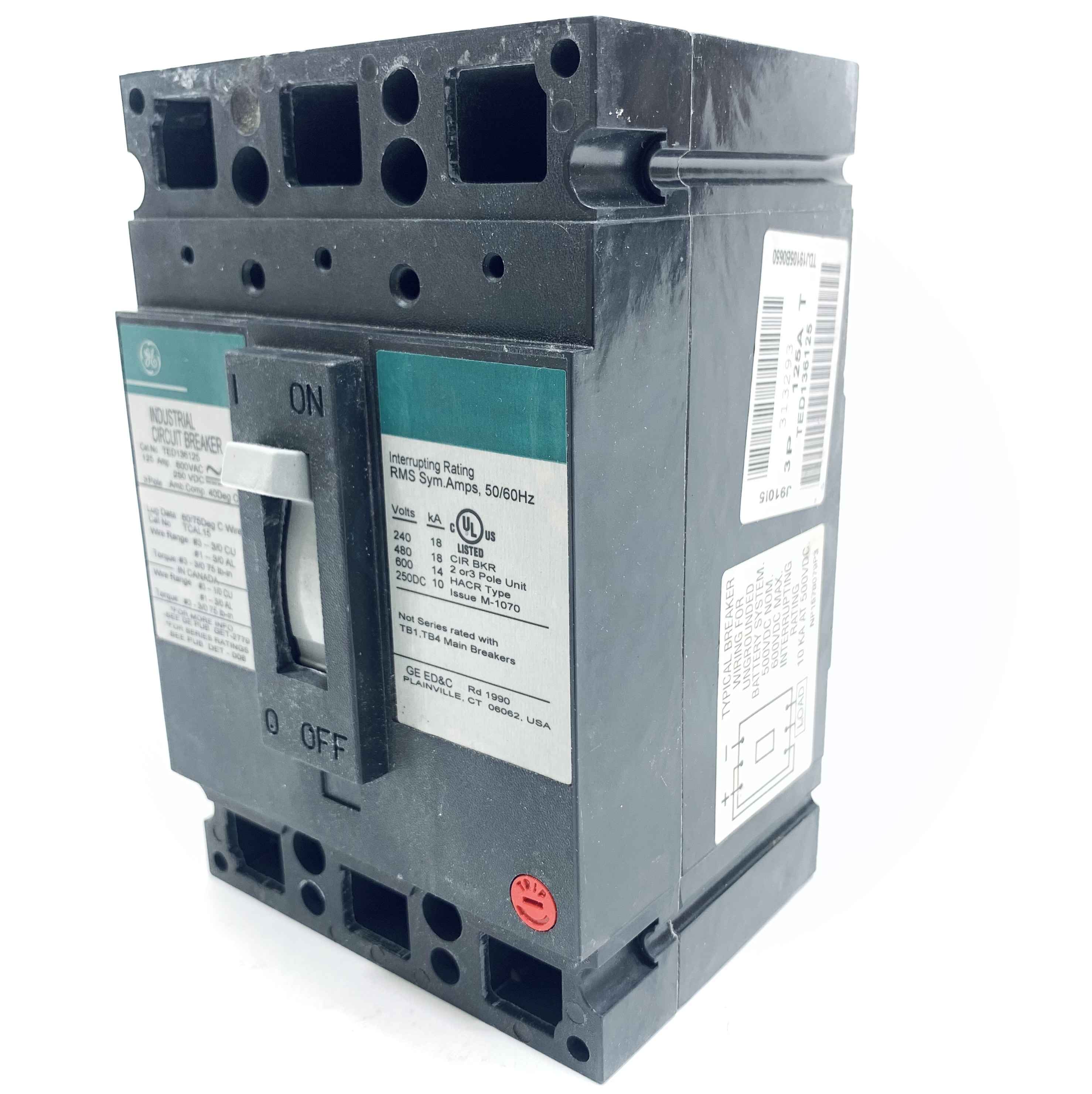 TED136125 GE Industrial Circuit Breaker, 125Amp, 600VAC, 3-Pole - 0