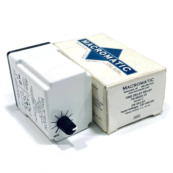 TR-50222-15 Macromatic Time Delay Relay, 0.3-30 minutes, 10A, 120V