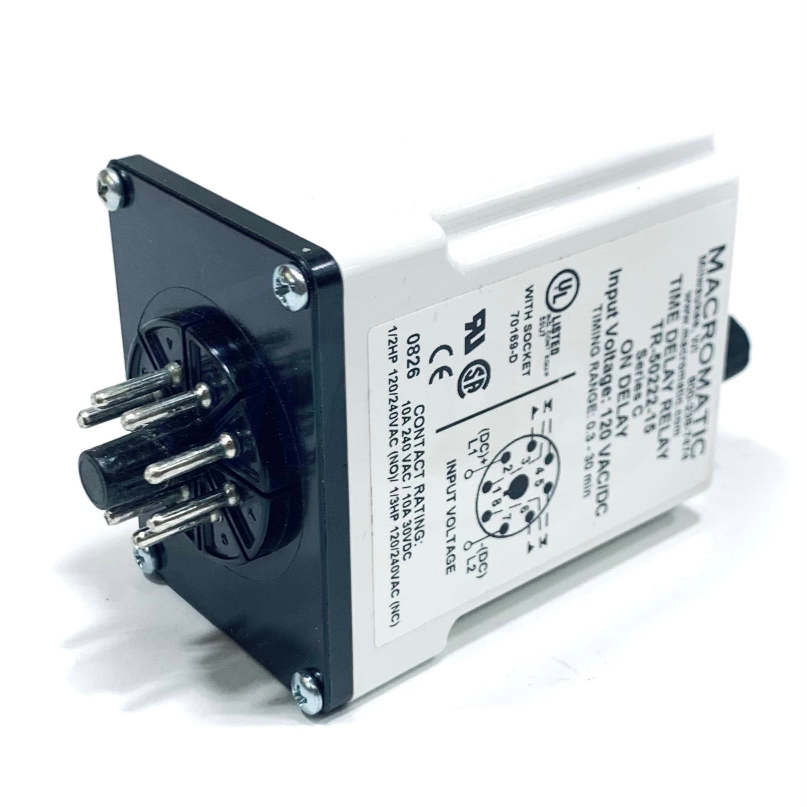 TR-50222-15 Macromatic Time Delay Relay, 0.3-30 minutes, 10A, 120V - 0