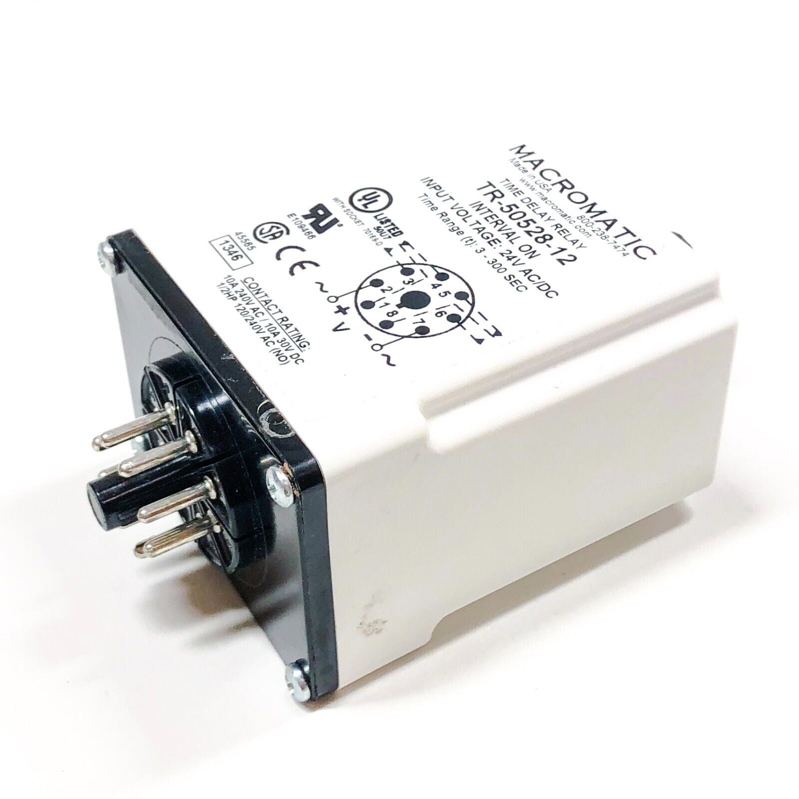 TR-50528-12 MACROMATIC Single Function Time Delay Relay: 8 Pins, 23NU99