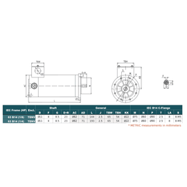 DC14-12-63-NV Techtop 1/4HP Permanant Magnet 12VDC Electric Motor, 1800RPM