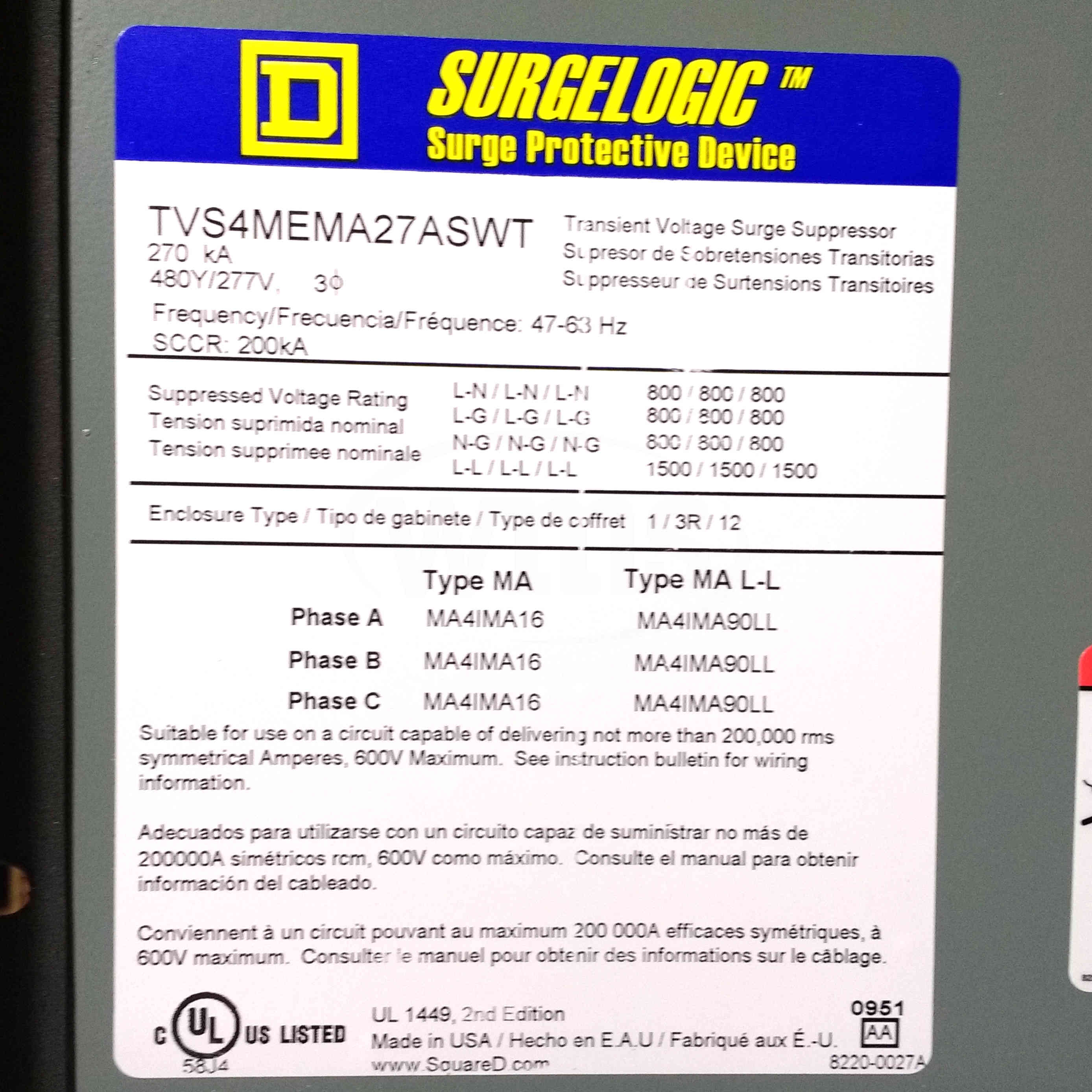 TVS4MEMA27ASWT Square D Surge Protective Device - 0