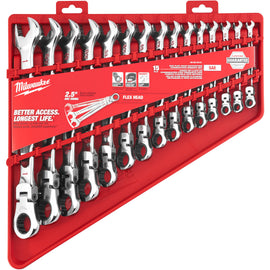48-22-9413 Milwaukee 15-Piece SAE Flex Head Ratcheting Combination Wrench Set