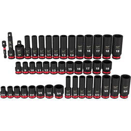 49-66-7009 Milwaukee 43 Piece SHOCKWAVE 3/8" Drive SAE & Metric Deep Socket Set