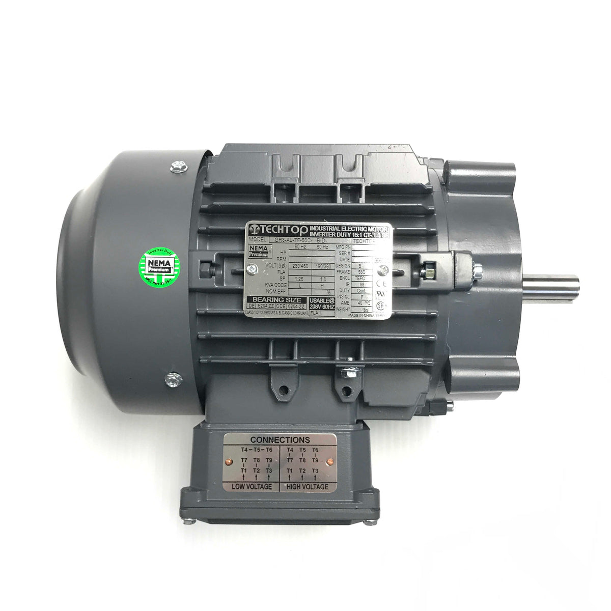 GR3-AL-TF-56C-2-B-D-.75 Techtop 3/4 HP Electric Motor, 3600RPM | Witmer ...