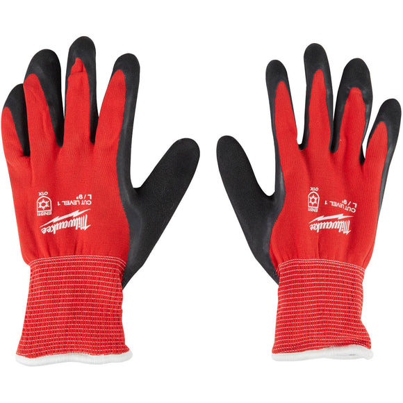 48-22-8911 Milwaukee Cut Level 1 Winter Insulated Dipped Gloves, Medium