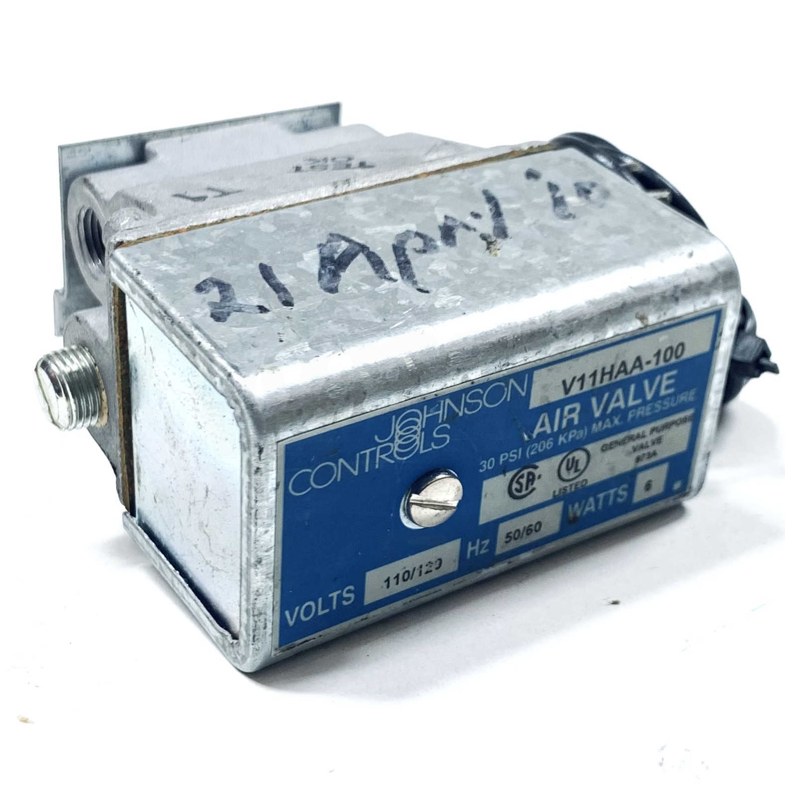 V11HAA-100 Johnson Controls Air Valve, 110/123V, 50/60Hz, 6W