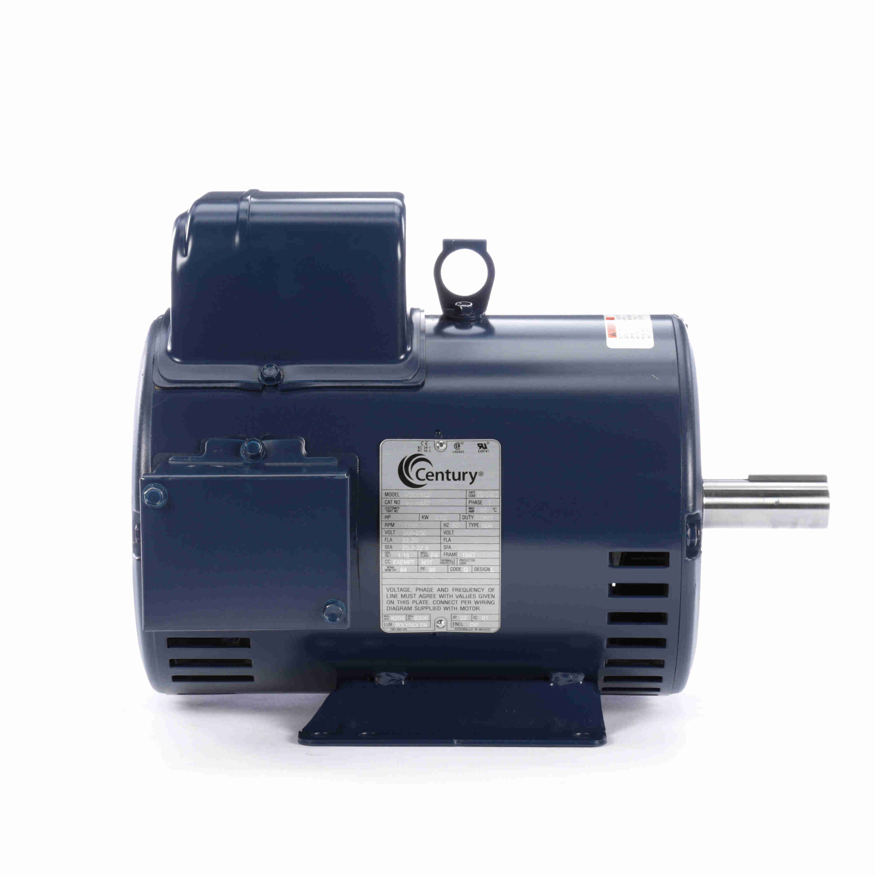 V208M2 Century 5HP Air Compressor Electric Motor, 1750RPM - 0