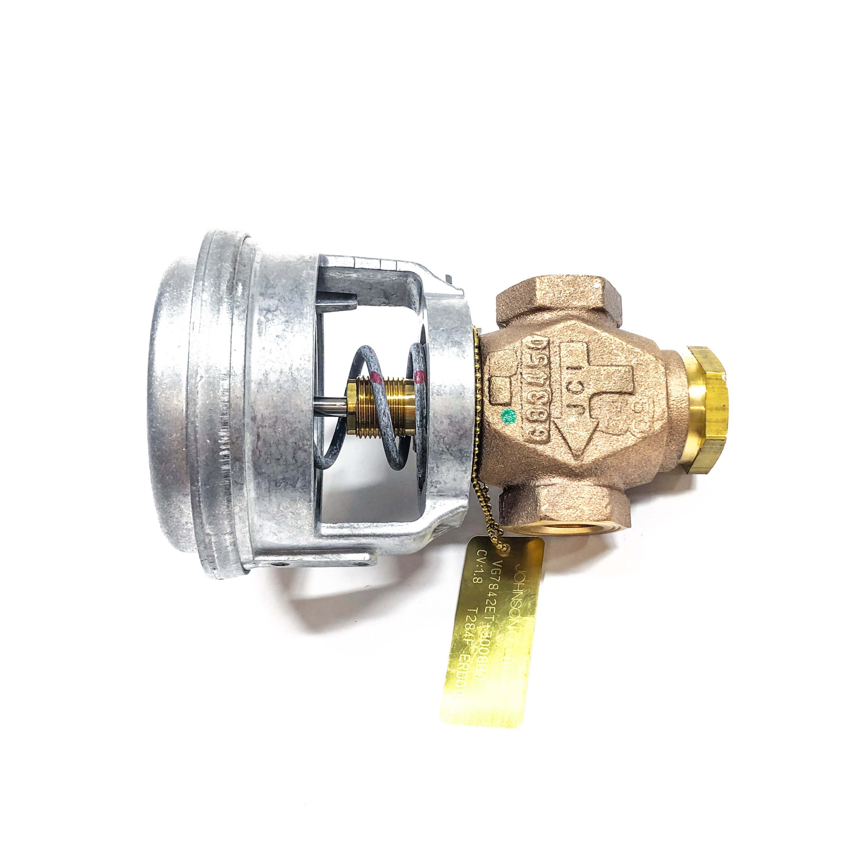 VG7842ET+3008B Johson Controls Valve Assembly 1/2" 2W NO NPT Brass 3-6PSI Spring