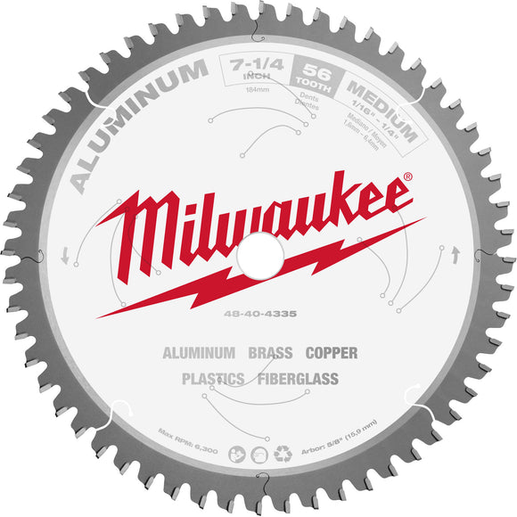48-40-4335 Milwaukee 7-1/4" Aluminum Cutting Circular Saw Blade