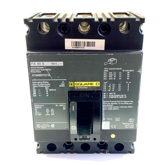 X13450313110 Square D Circuit Breaker, 80A, 50/60Hz