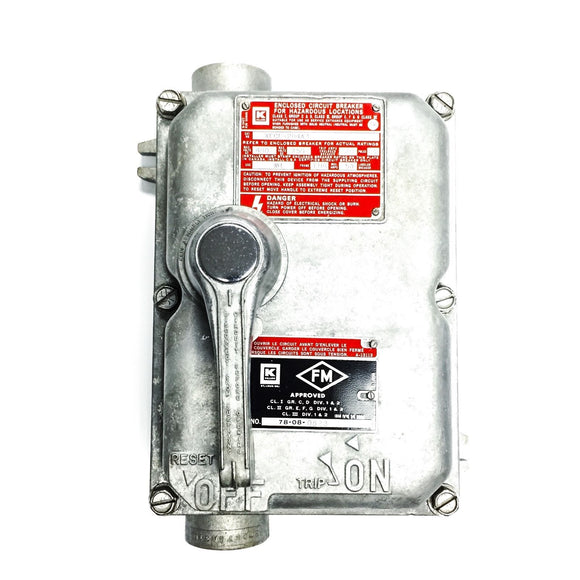 Killark Enclosed Circuit Breaker, 3P 50A 480VAC, 250VDC, Trip Amps 20