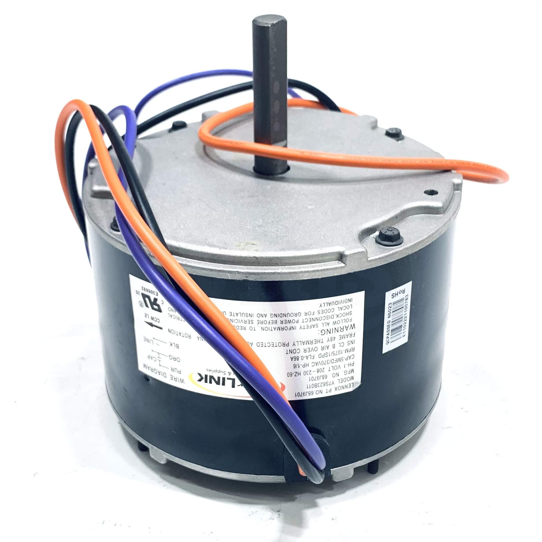 Y7S623B011 Lennox Condenser Fan Motor 1/6 HP,1075 Rpm, 208-230V