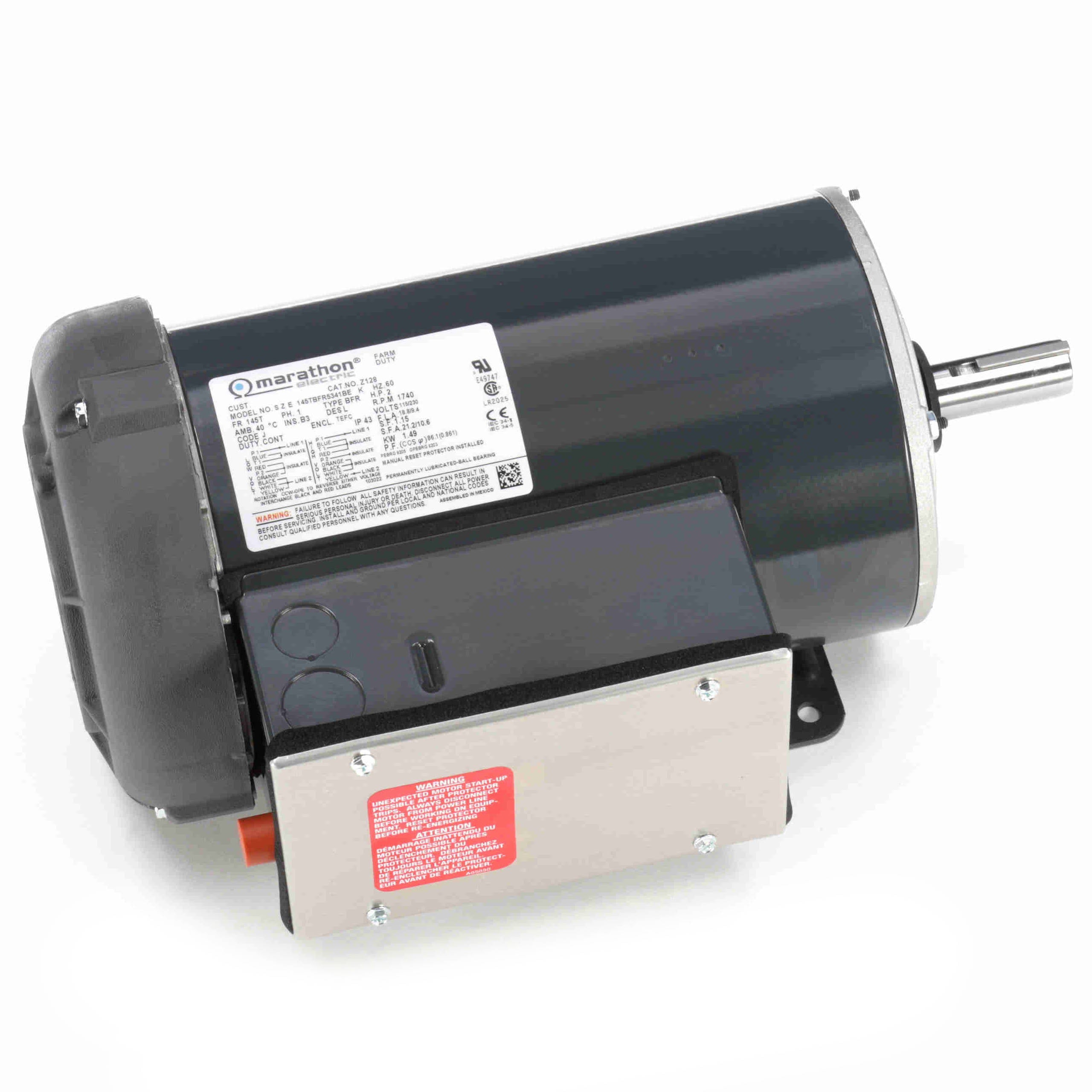 Z128 Marathon 2HP General Purpose Farm Duty Electric Motor, 1800RPM