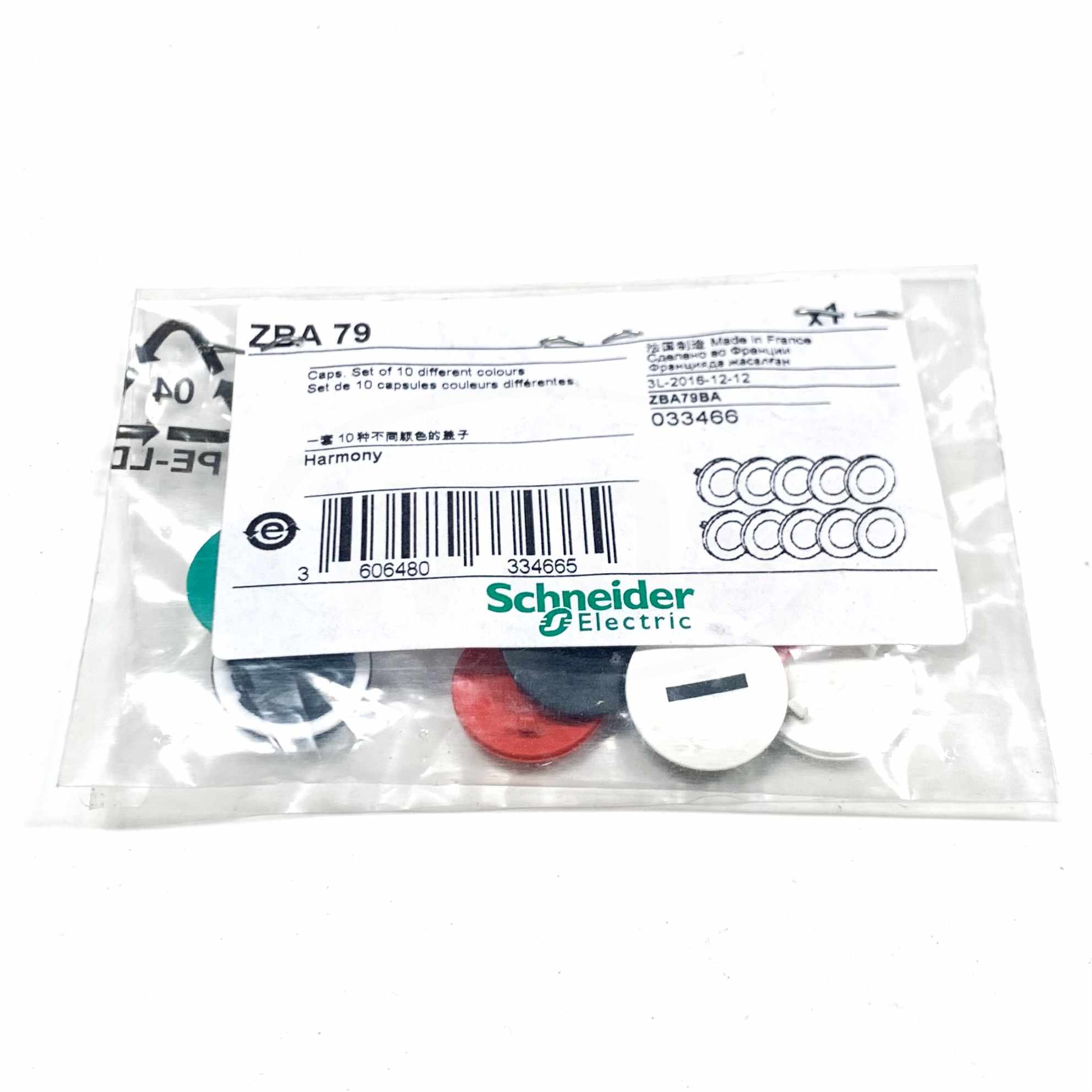 ZBA79 Schneider Electric Caps Set Of Ten Different Colours