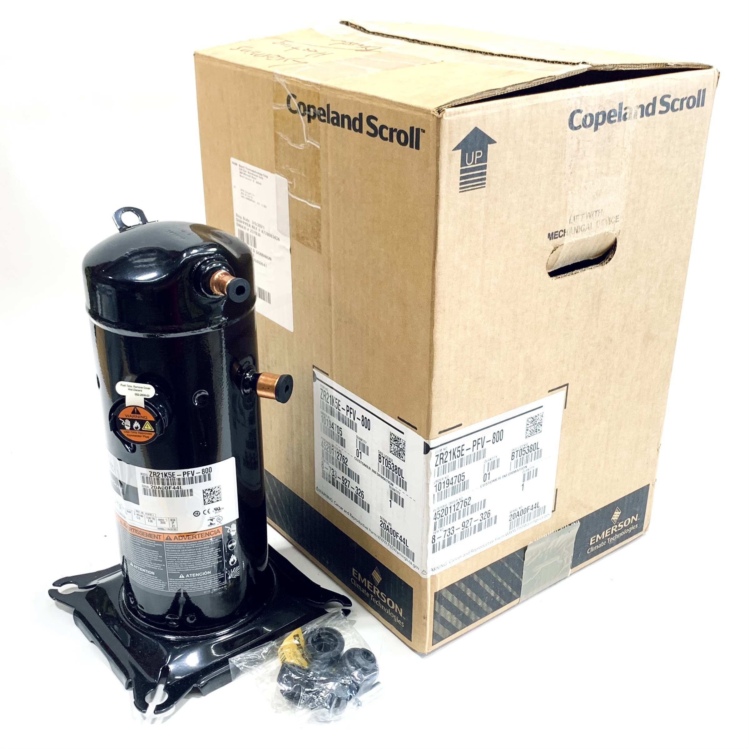 ZR21K5E-PFV-800 Copeland 1 PH, R22 Compressor, 20200 BTU (230V)